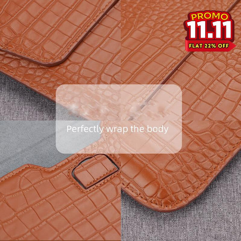 Crocodile Textured Leather Laptop Sleeve-DIVERSITY