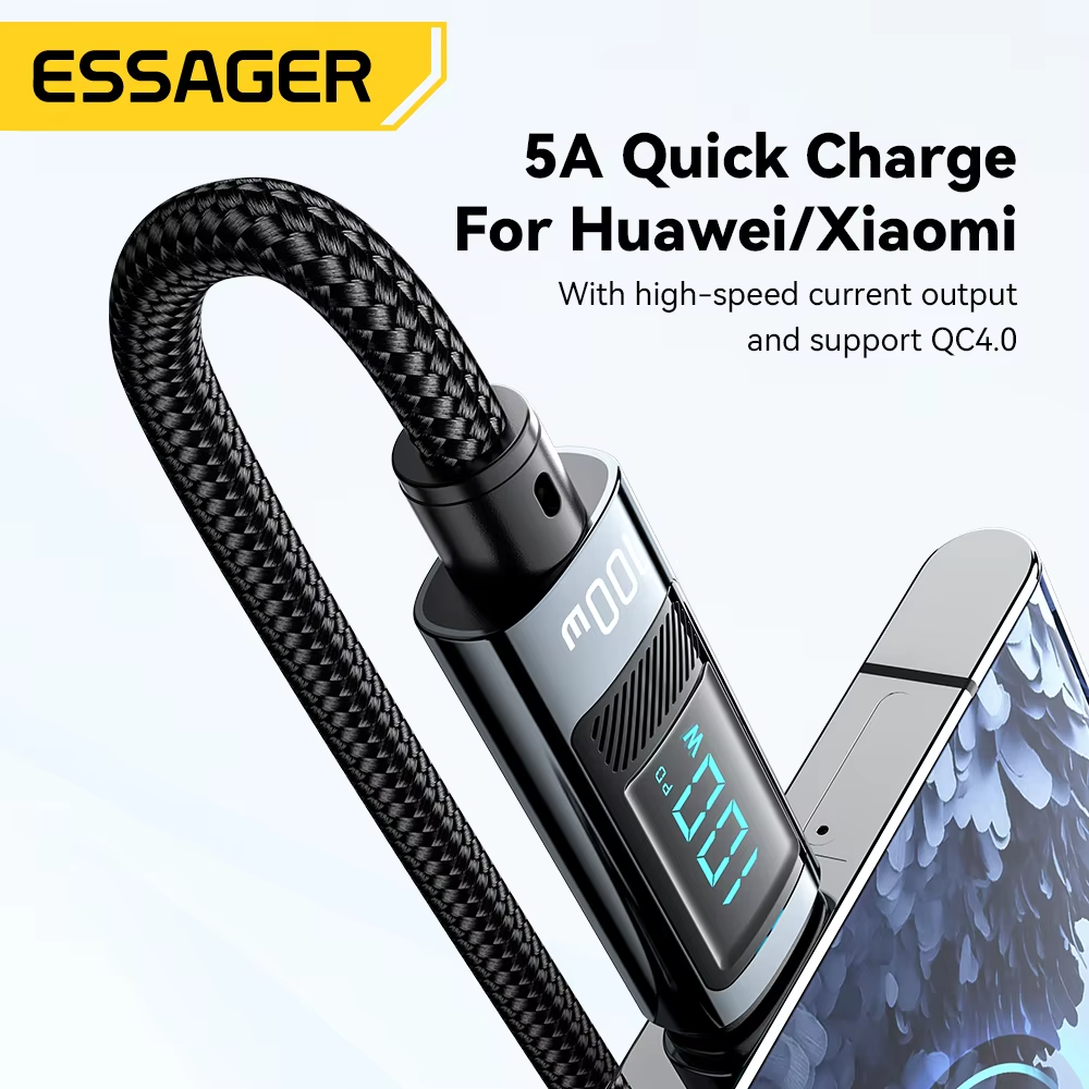 Essager LED 100W Fast Charging Cable (Type C to C)