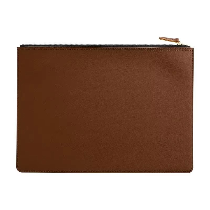 A4 Leather Document File Pouch With Zipper