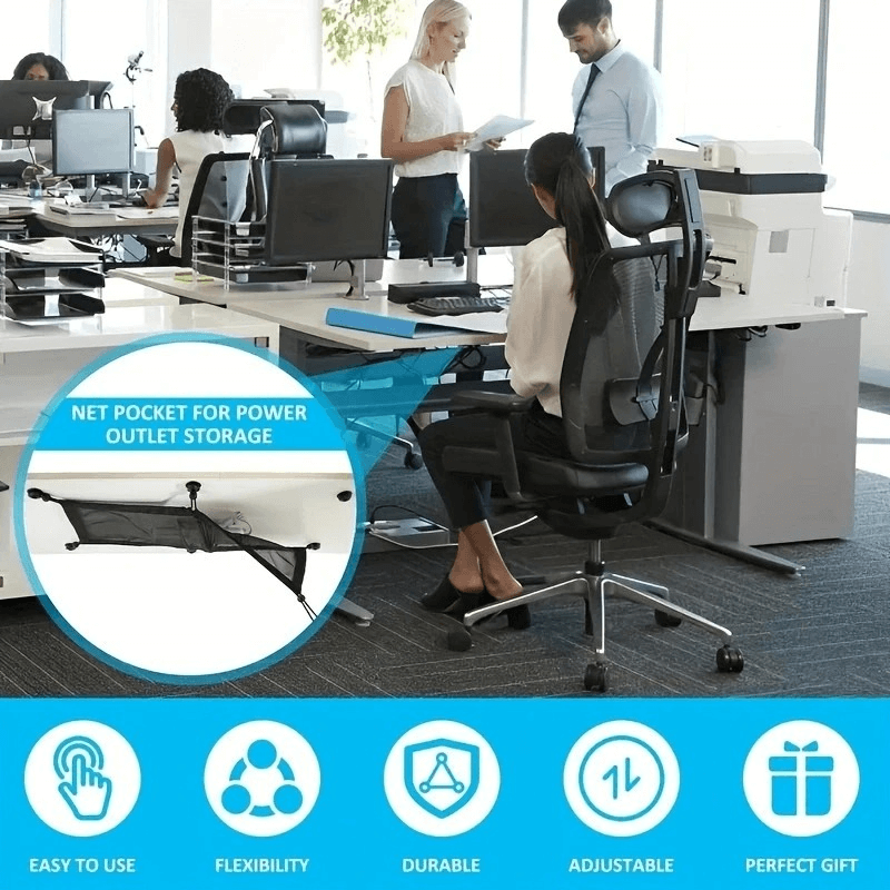 Under-Desk Mesh Cable Management Net