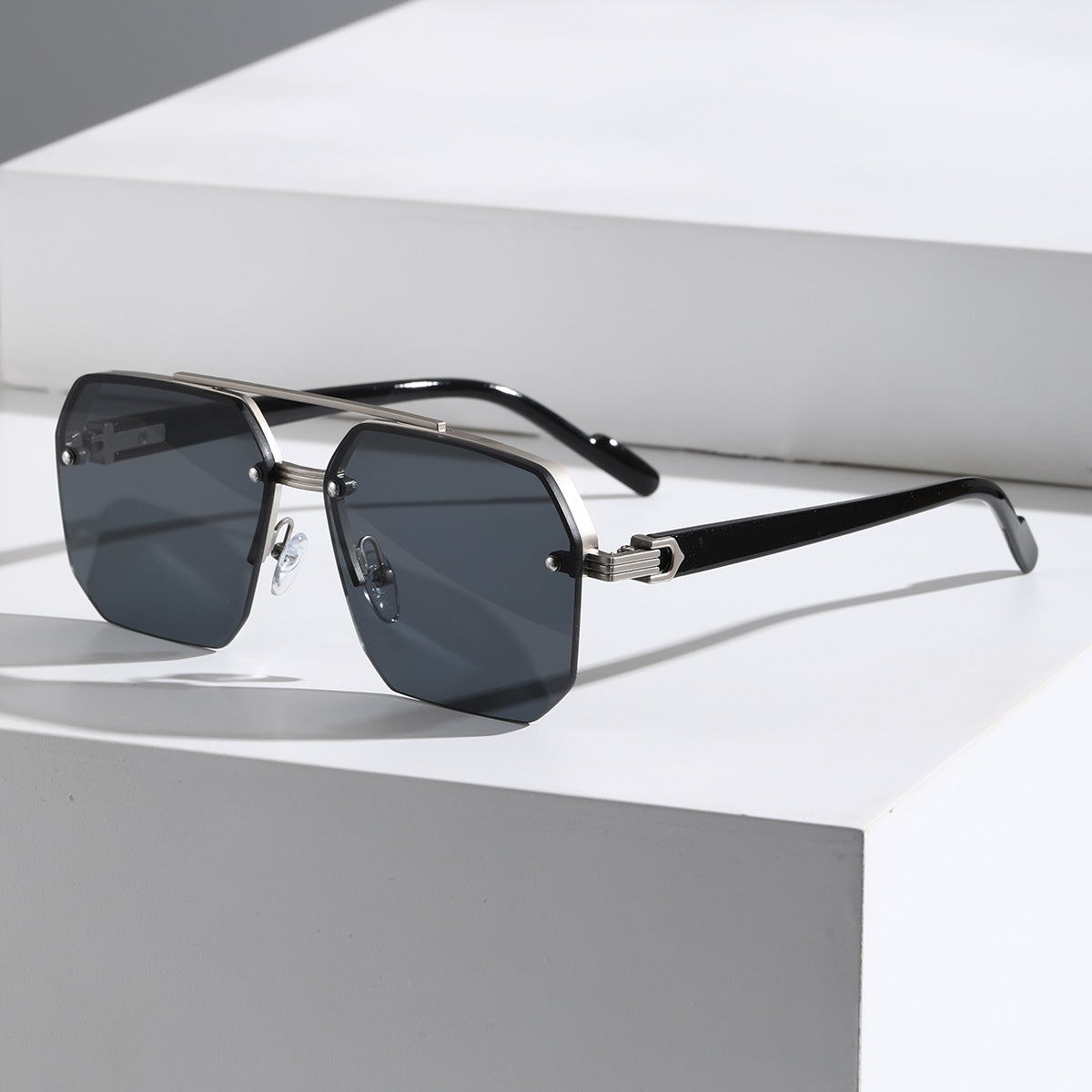 Octagon Rimless Sunglasses - Black