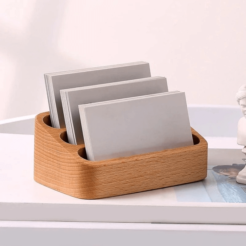 Wooden Multi-Slot Business Card Holder