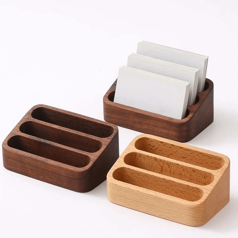 Wooden Multi-Slot Business Card Holder