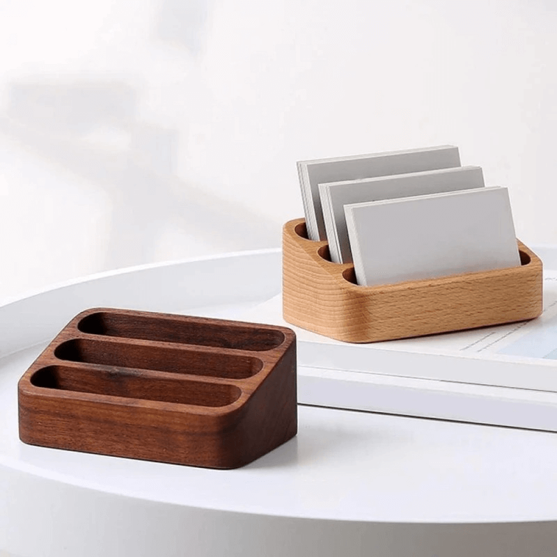 Wooden Multi-Slot Business Card Holder