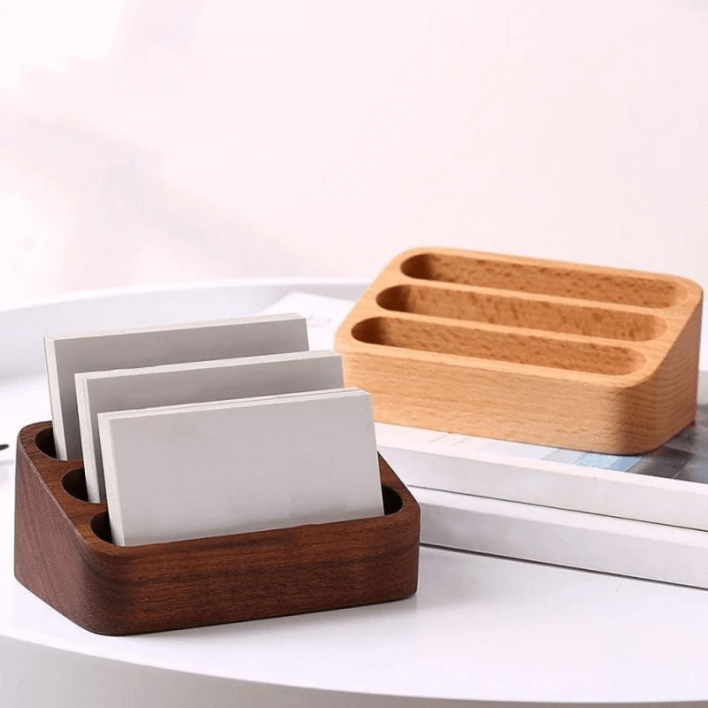Wooden Multi-Slot Business Card Holder