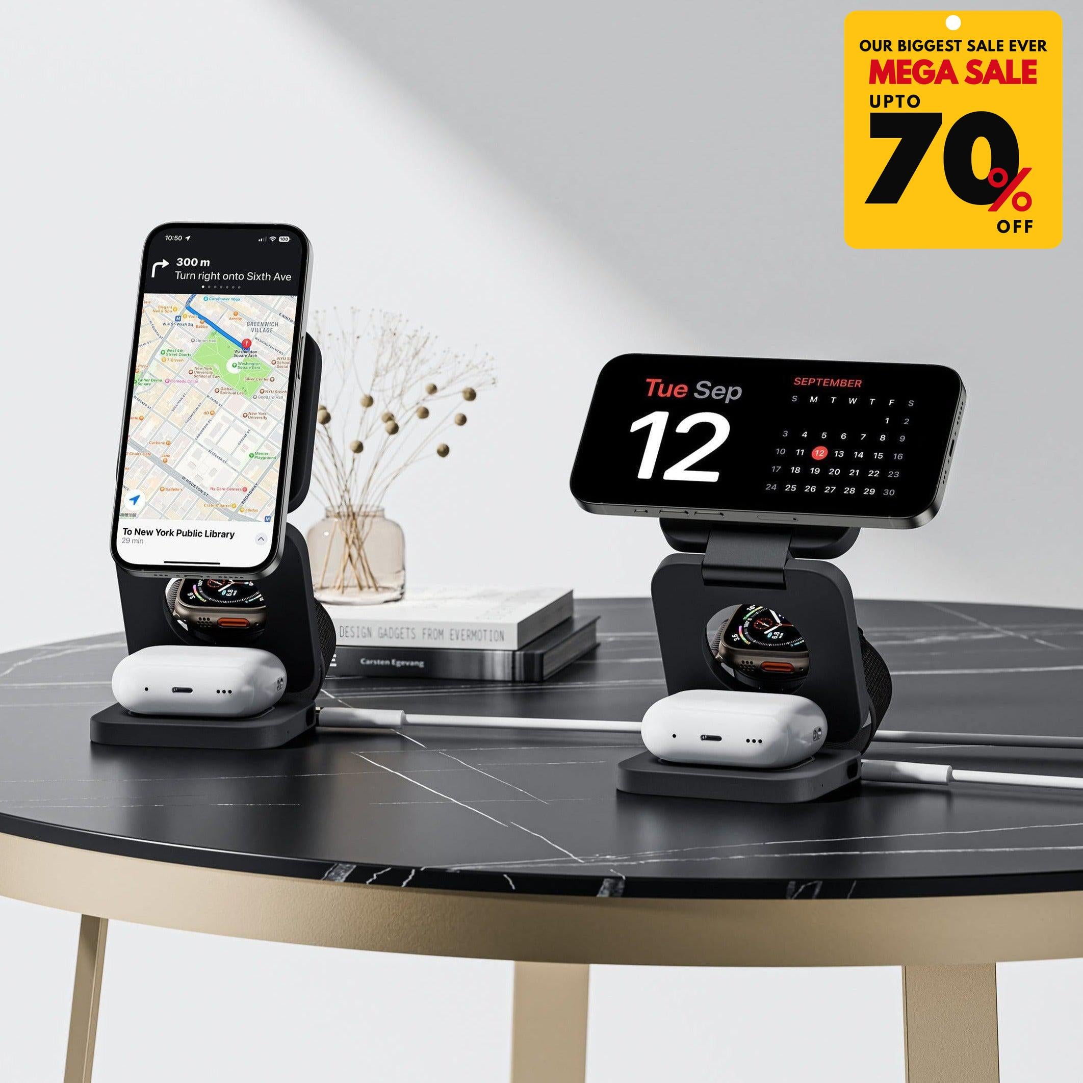 3 in 1 Foldable Magnetic Wireless Charger Stand-DIVERSITY