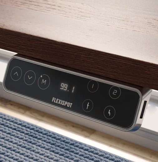 FlexiSpot E7 - Dual Motor Premium Standing Desk With Black Frame - Carmel Oak