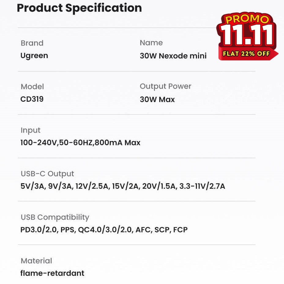 UGREEN 30W TYPE-C Fast Charger-DIVERSITY