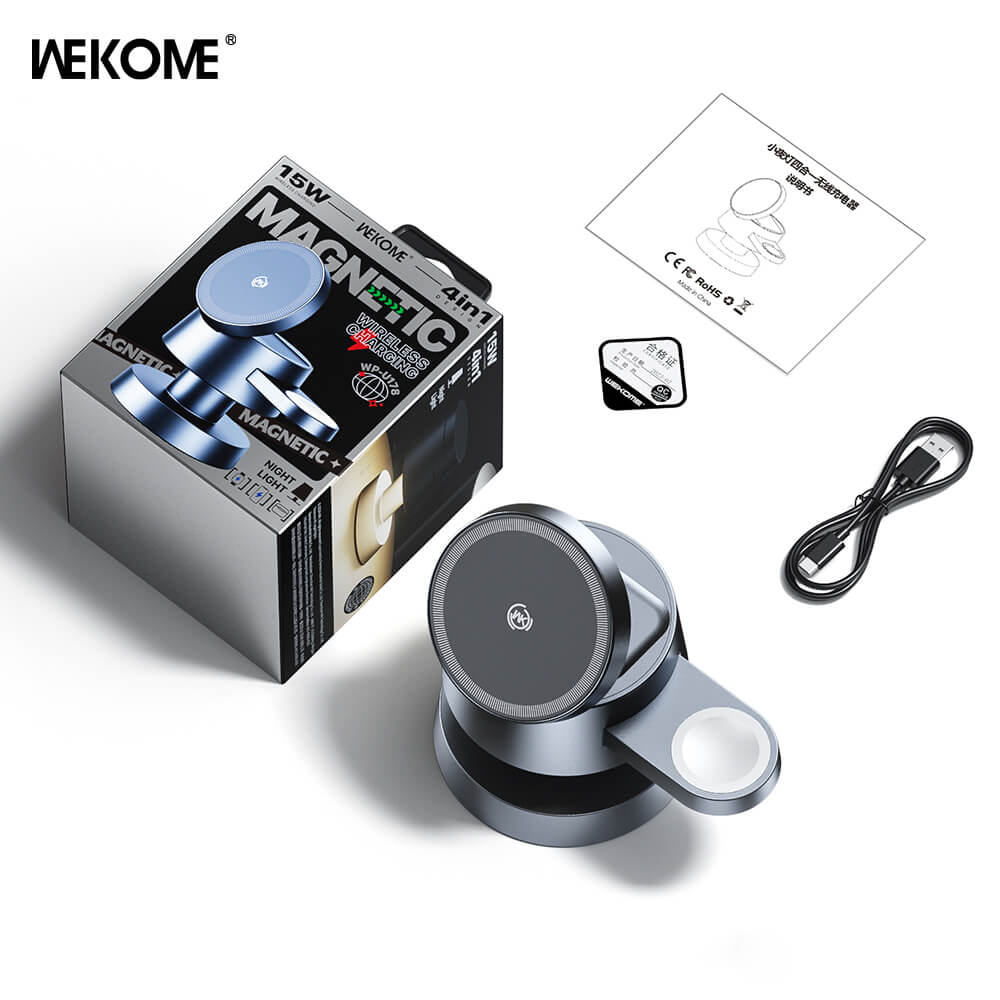 Mushroom Shaped 4 in 1 Magnetic Wireless Charger With Night Light