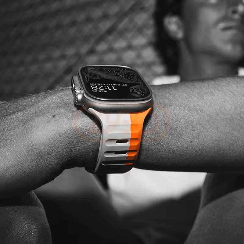 TrailBlaze Silicone Sports Band For Apple Watch - Orange Grey