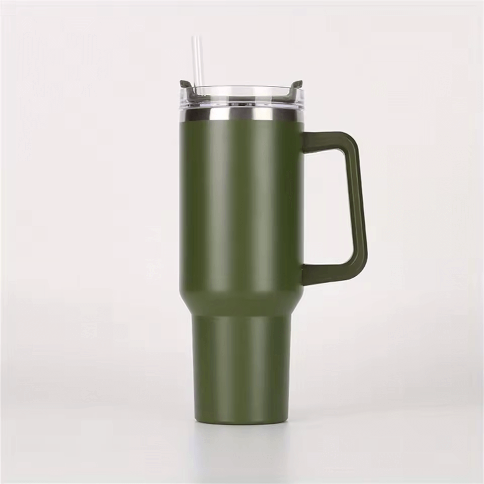 HydraMate 40oz Vacuum Tumbler with Straw - Olive Green