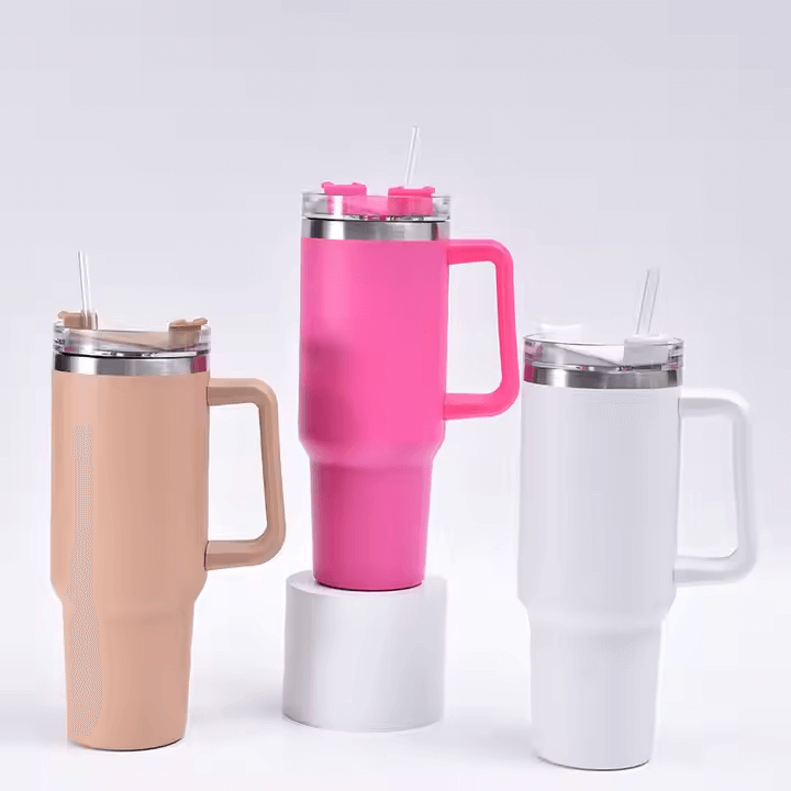 HydraMate 40oz Vacuum Tumbler with Straw - White