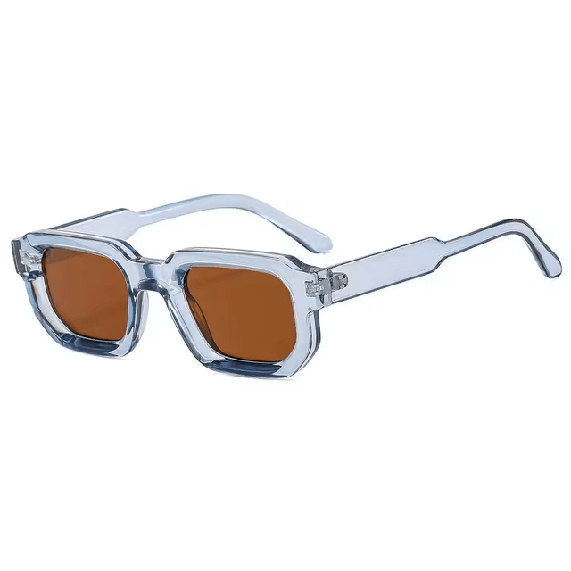 Modern Square Luxe Sunglasses - Clear Frame Amber Lens