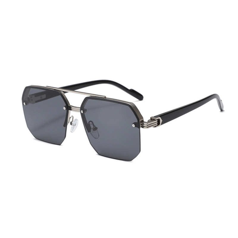 Octagon Rimless Sunglasses - Silver Black