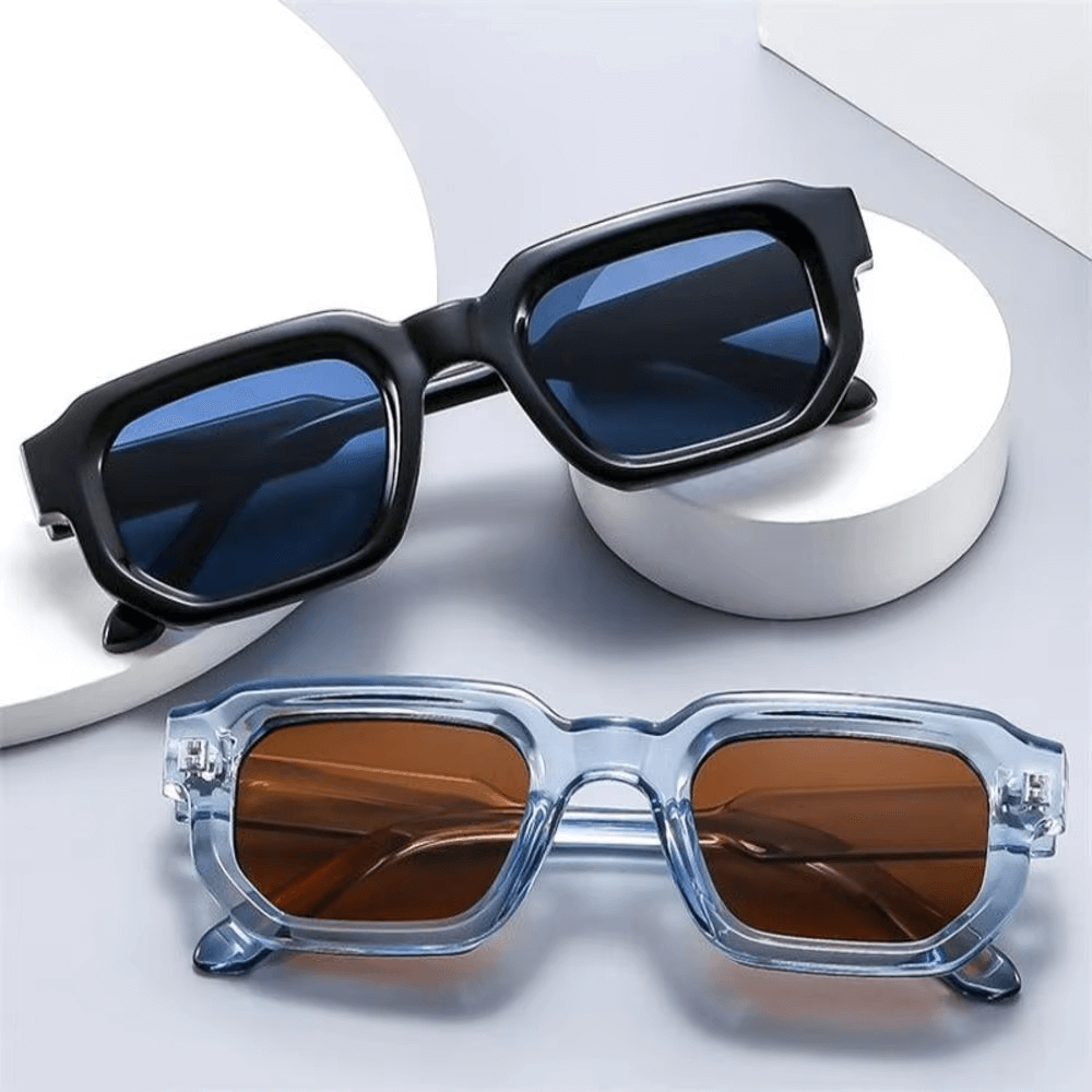 Modern Square Luxe Sunglasses - Clear Frame Amber Lens