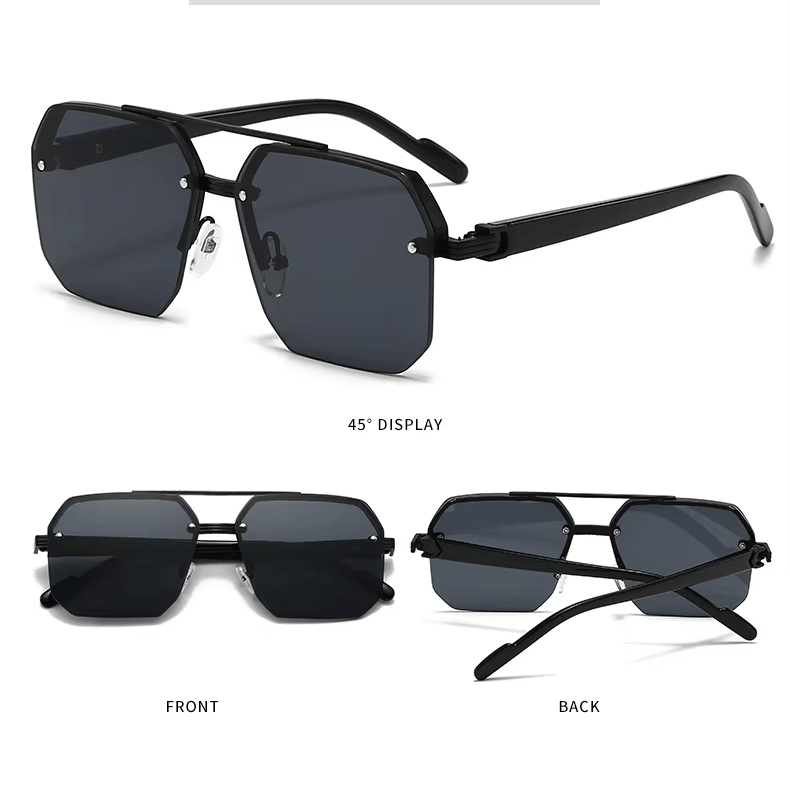 Octagon Rimless Sunglasses - Black