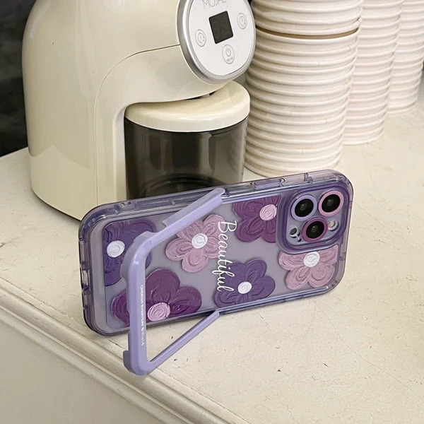 Beautiful Purple Flower iPhone Case With Bracket Stand