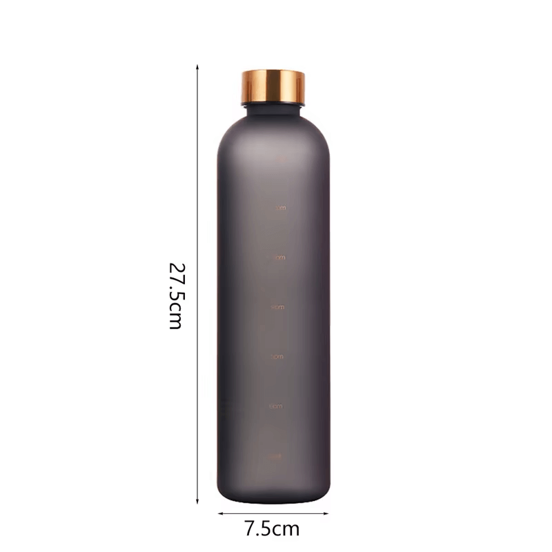 1L Gradient Water Bottle With Time Markers - Grey