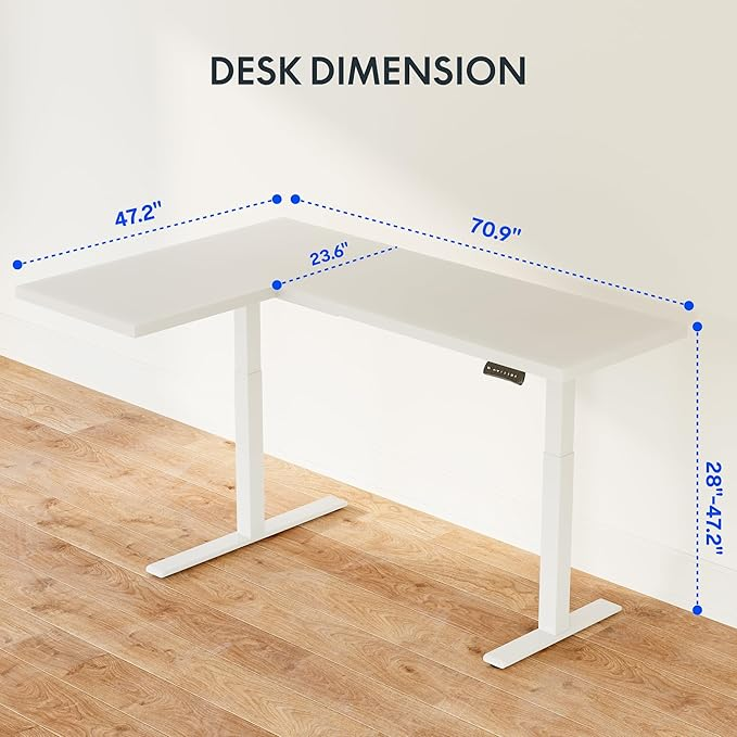 FlexiSpot E1L - Dual Motor L‑Shaped Standing Desk With Black Frame
