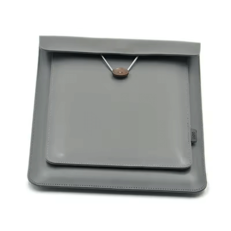 Modern Faux Leather Laptop Sleeve - Dark Grey