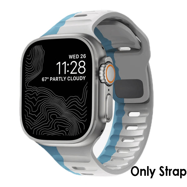 TrailBlaze Silicone Sports Band For Apple Watch - Blue Grey