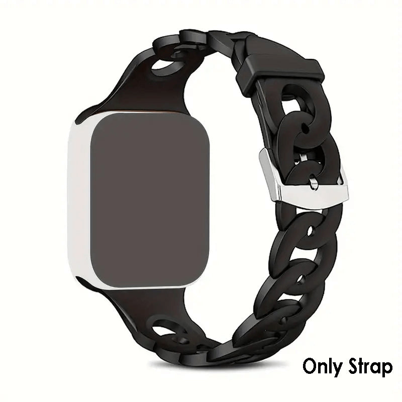 SlimChain Design Silicone Strap For Apple Watch - Black