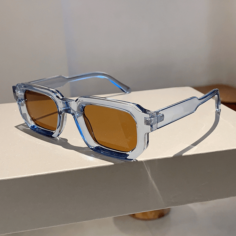 Modern Square Luxe Sunglasses - Clear Frame Amber Lens