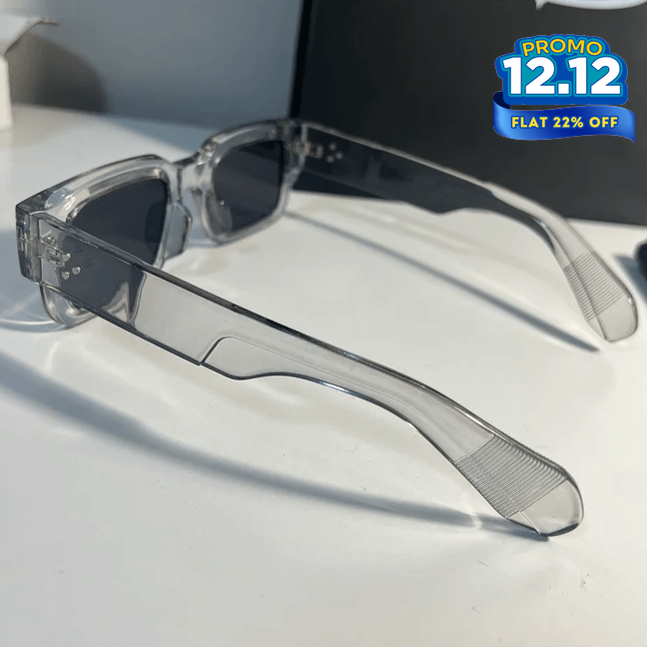 Urban Edge Rectangular Sunglasses - Transparent Grey