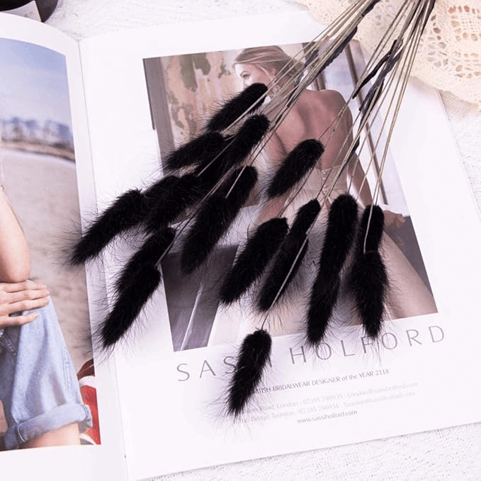 Natural Dried Fluffy Bunny Tails - SC Black