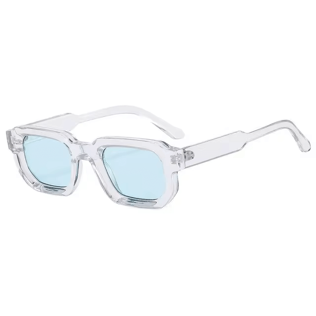 Modern Square Luxe Sunglasses - Clear Frame Blue Lens