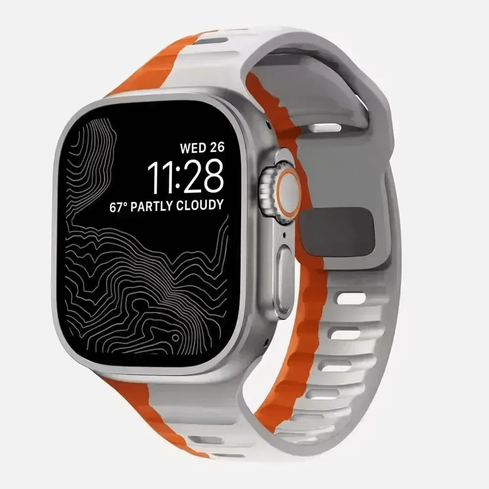 TrailBlaze Silicone Sports Band For Apple Watch - Orange Grey