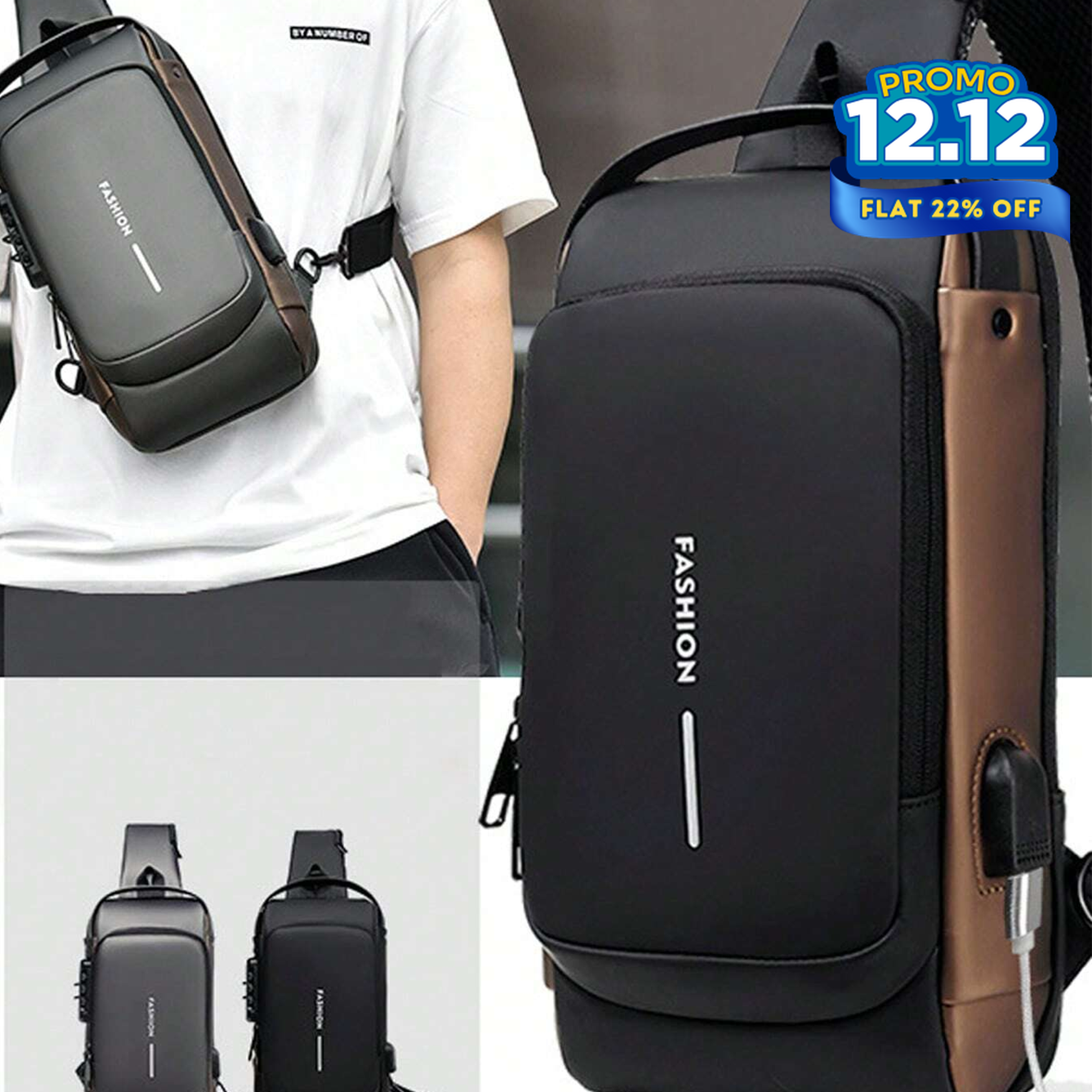 Crossbody Tech Sling Bag With USB Charging Port-DIVERSITY