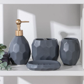 Hexagon Ceramic Bathroom Set - Dark Grey