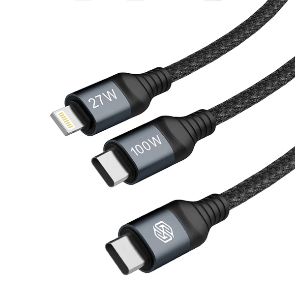 NILLKIN DualPower 2 in 1 Charging Cable Type-C to Type-C 100W & Lightning 27W