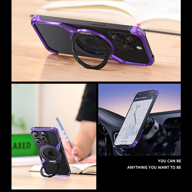 UltraThin Z-Shaped iPhone Case With Rotatable Ring Stand