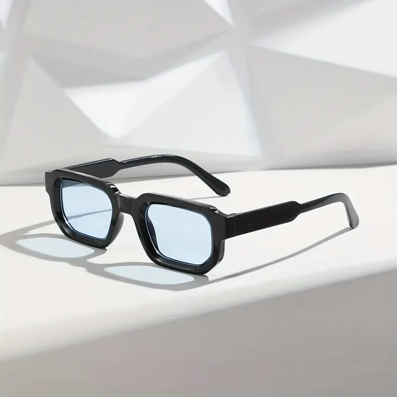 Modern Square Luxe Sunglasses - Black Frame Blue Lens