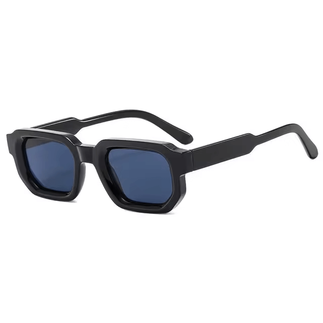 Modern Square Luxe Sunglasses - Black Frame Blue Lens