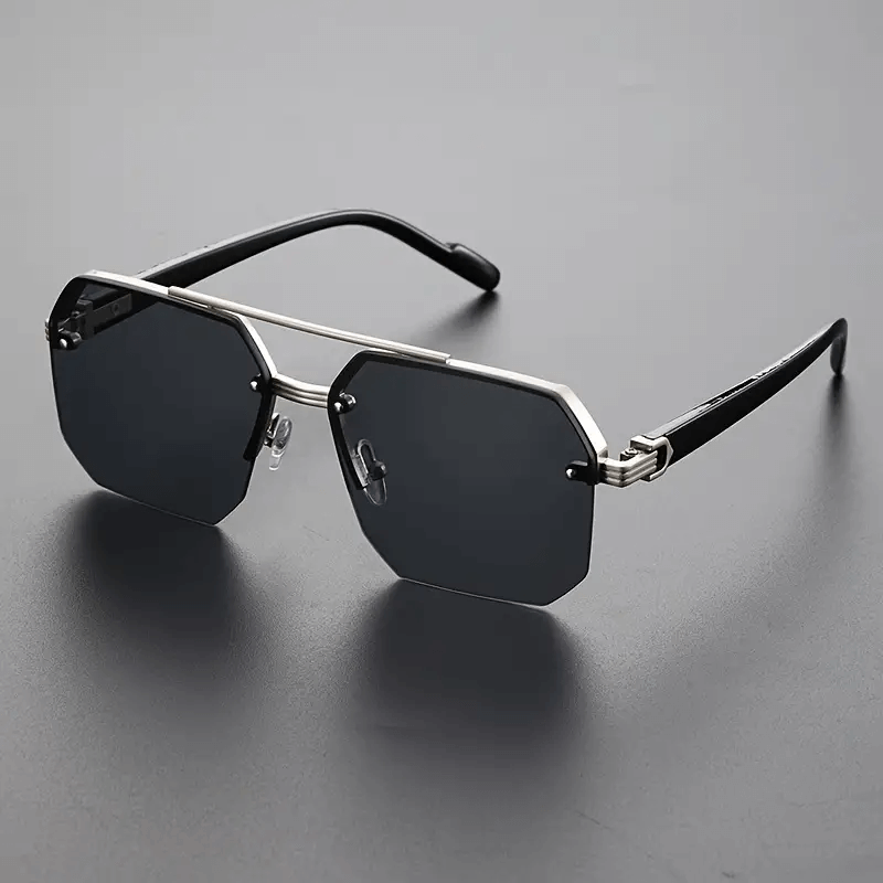 Octagon Rimless Sunglasses - Silver Black