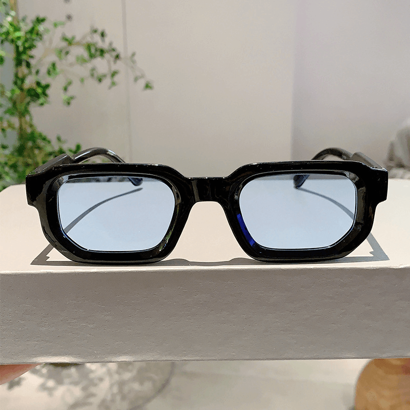 Modern Square Luxe Sunglasses - Black Frame Clear Lens