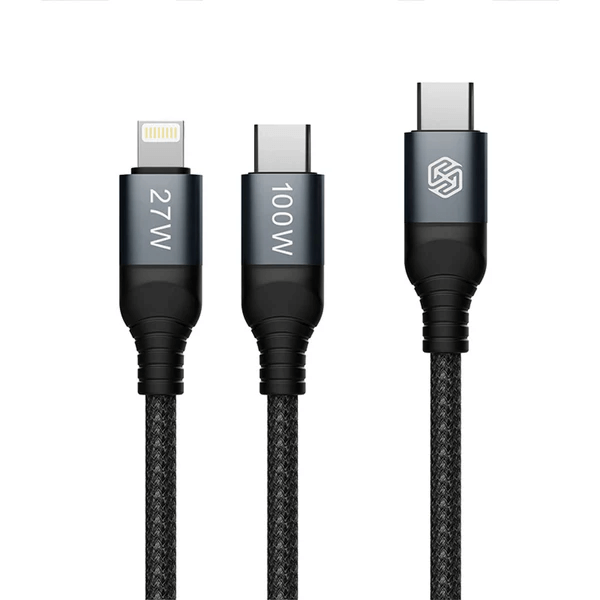 NILLKIN DualPower 2 in 1 Charging Cable Type-C to Type-C 100W & Lightning 27W