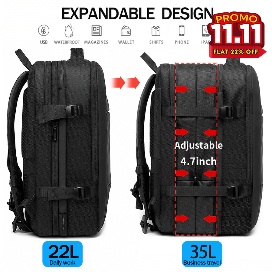 BANGE Digital Nomad Travel Backpack - Black-DIVERSITY