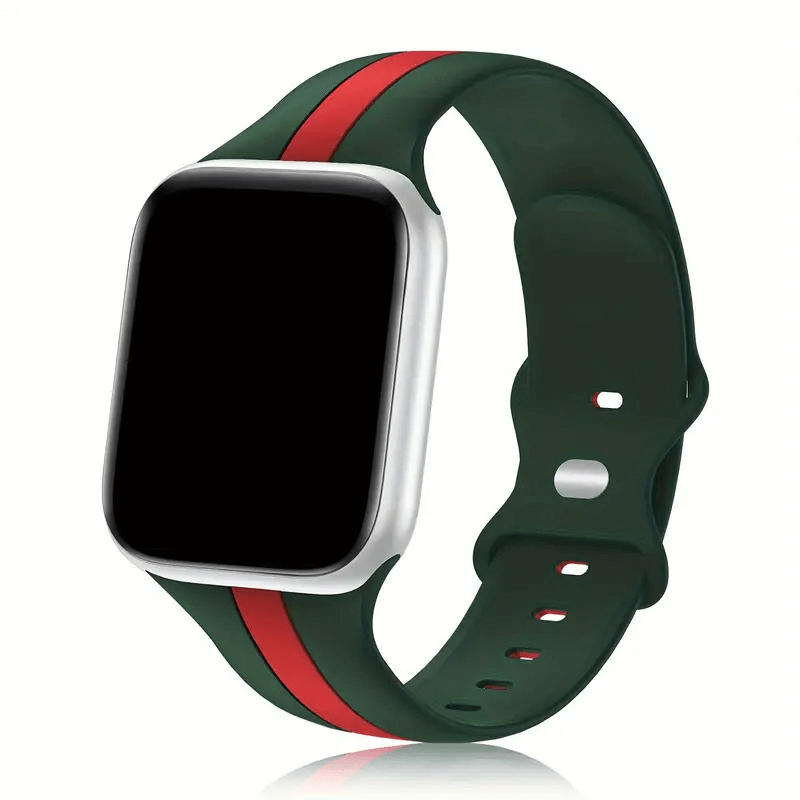 Dual Stripe Silicone Strap For Apple Watch - Amy Green