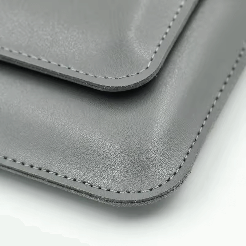 Modern Faux Leather Laptop Sleeve - Dark Grey