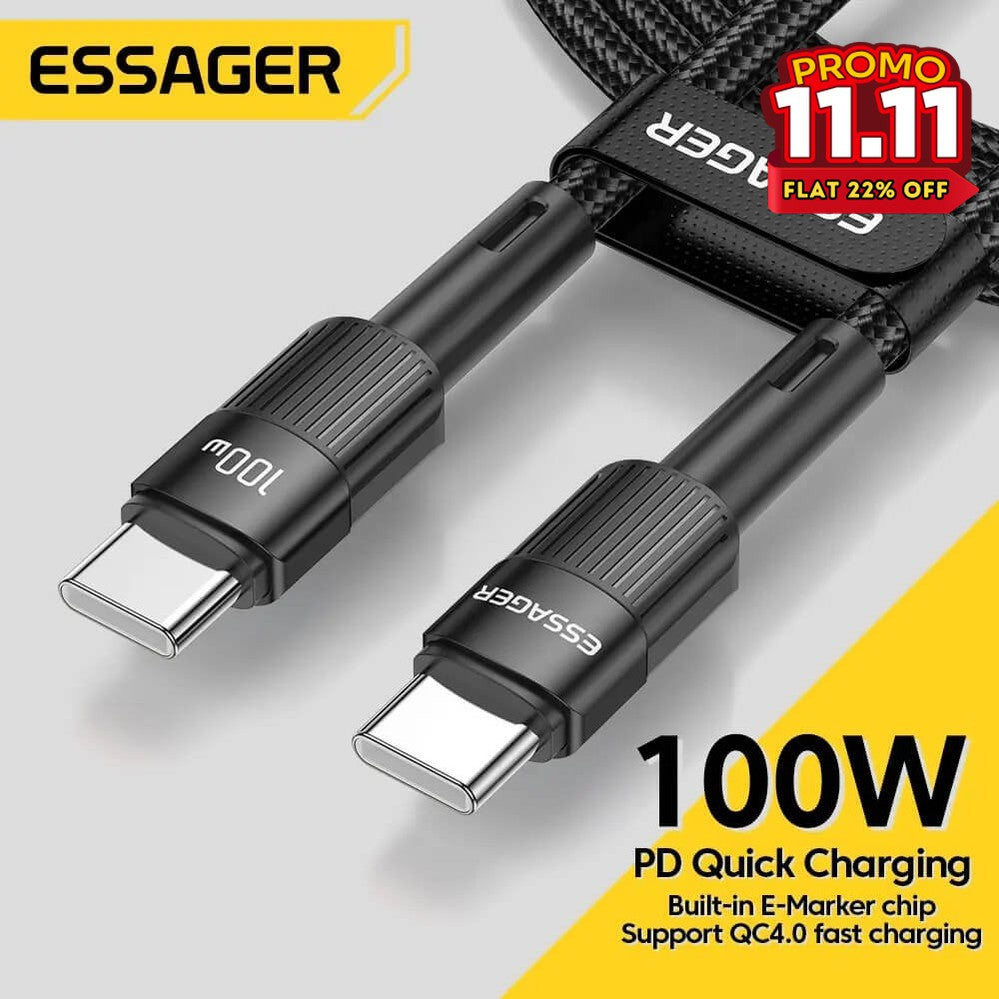 ESSAGER 100W TYPE-C to TYPE-C Fast Charging Cable-DIVERSITY