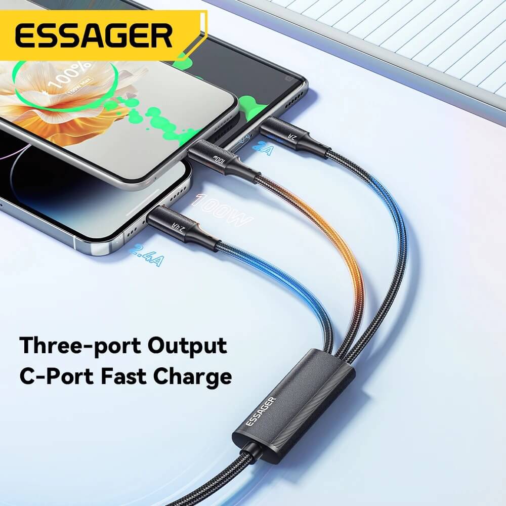 ESSAGER 3 in 1 100W Quick Charging Cable