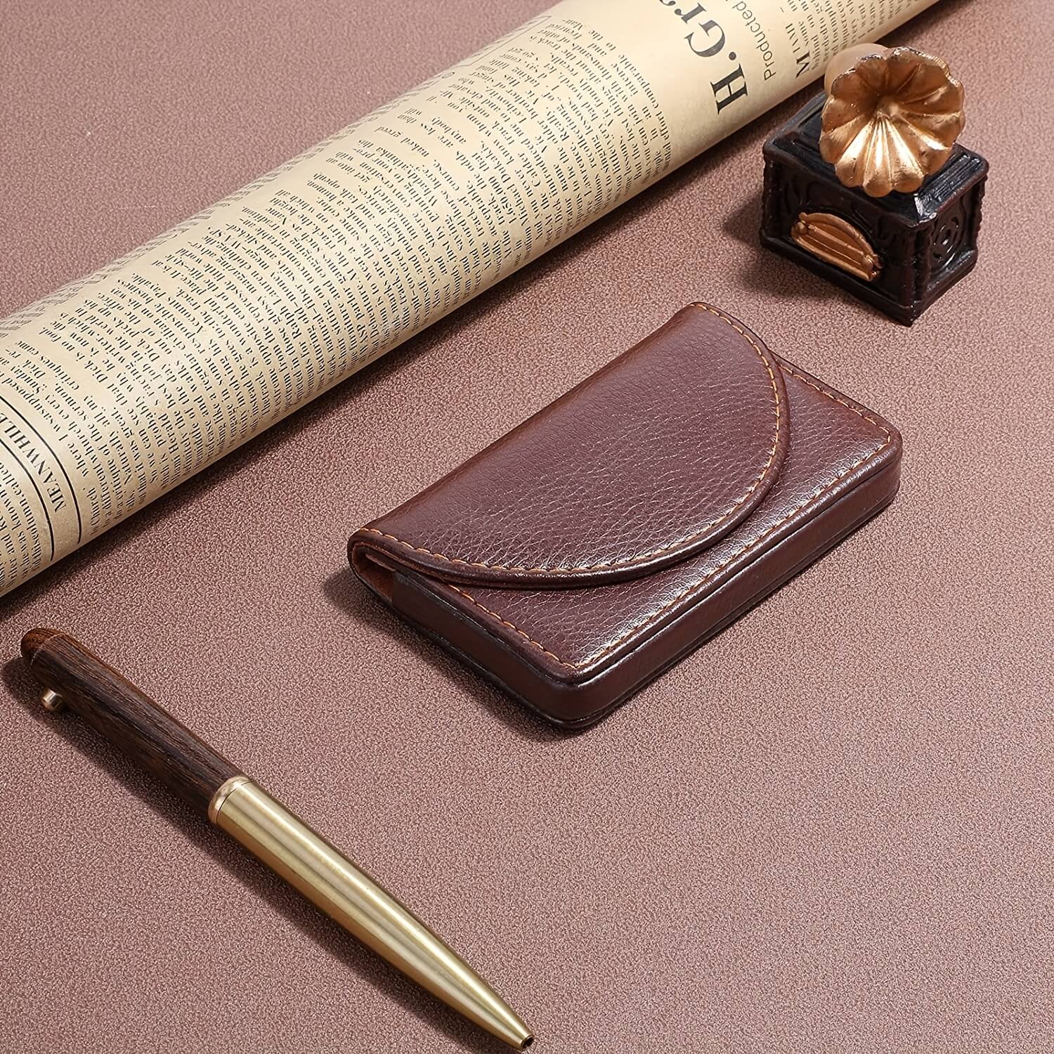 PU Leather Business Card Holder Magnetic Case