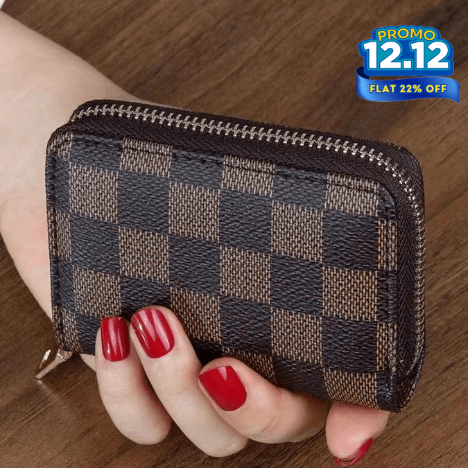 Checkered Pattern Multi-Pocket Wallet-DIVERSITY