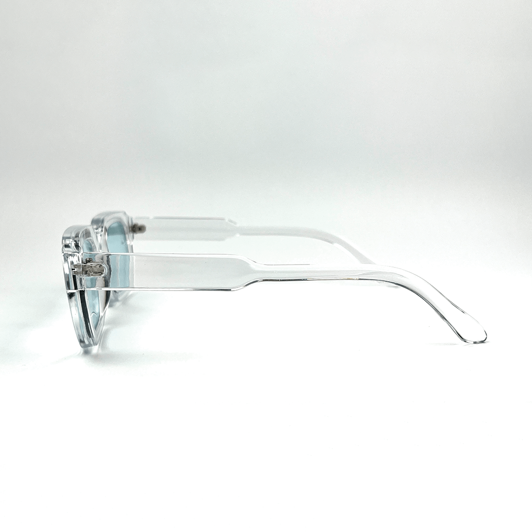 Modern Square Luxe Sunglasses - Clear Frame Blue Lens