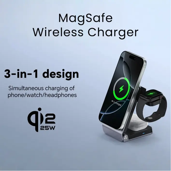 3-in-1 Foldable Magnetic 25W Wireless Charger