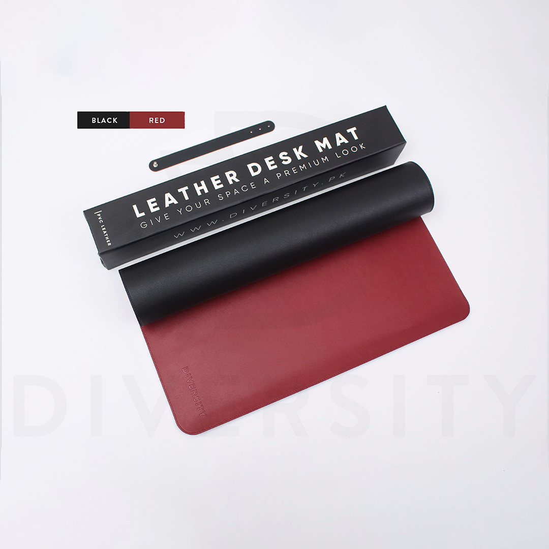 Double Sided Leather Desk Mat - BLACK + RED